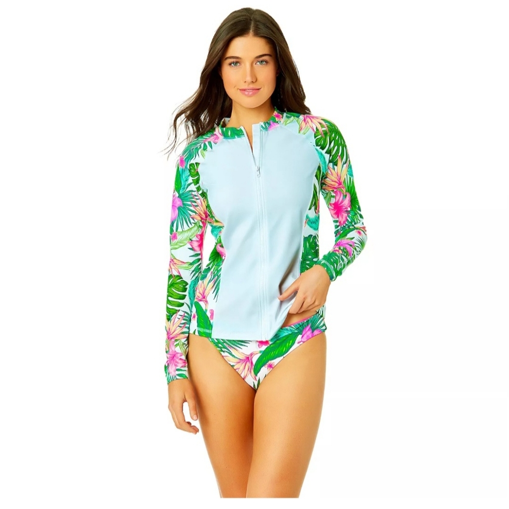 Juniors' Hurley Zip Front Swim Rash guard - Medium